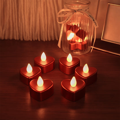 Heart Shape Led Flameless Decorative Candles (6 Pc  Set)