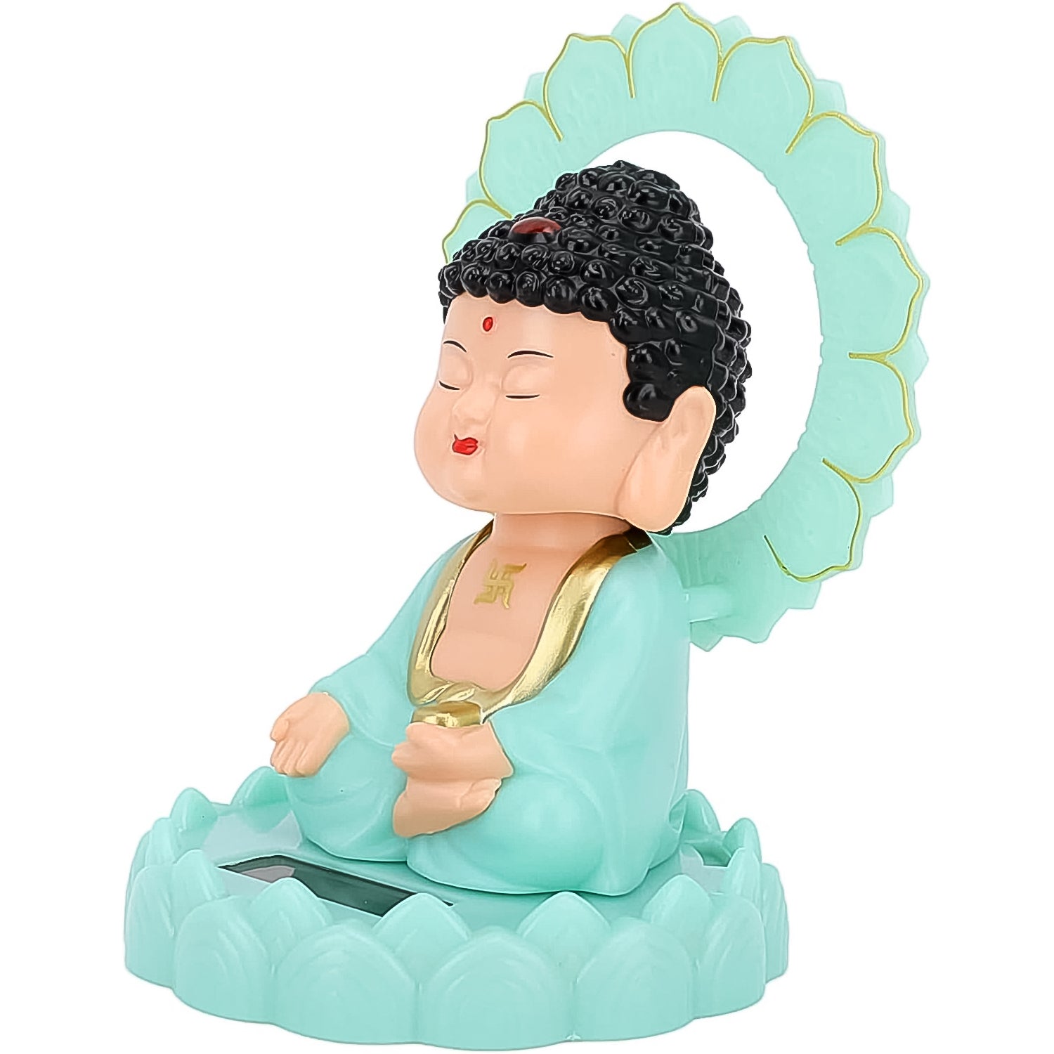 Plastic Solar Powered Moving Head Sitting Action Buddha Statue (1 Pc) Wukusy
