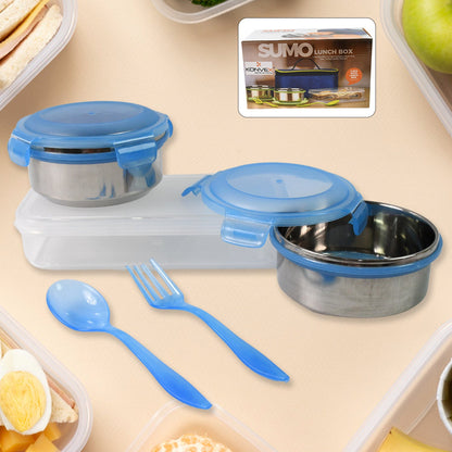 Sumo Lunch Box With Lunch Bag Plastic Lunch Box  Plastic Spoon Fork (2 Pc Set  With Lunch Box) Wukusy