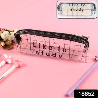 Plastic Transparent Pencil Pouch With Zipper (1 Pc) Wukusy