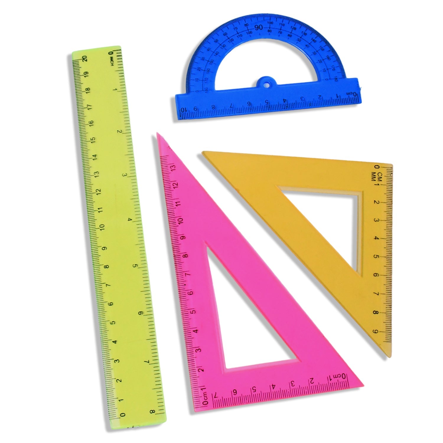 4-piece Geometry Set Triangle Ruler Protractor Straight Ruler Wukusy