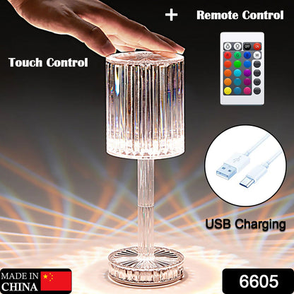Crystal Table Lamp  Touch Control Atmosphere Nightstand Lamp With Usb Charging Line Wukusy