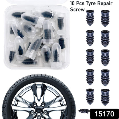 Tire Repair Rubber Nail Car Tire Repair Nails Tire Repair Rubber Screws Black (10 Pcs Set) Wukusy