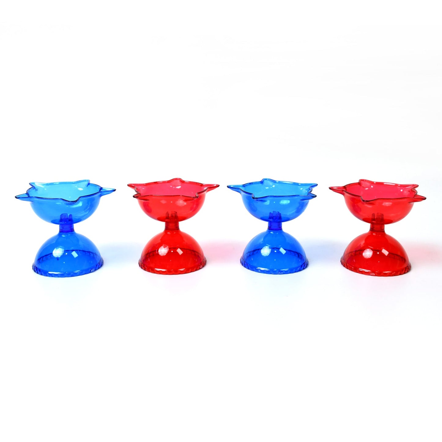 Colourful Reflection Diya Combo Plastic Candle Cup With Multi Shape (4 Pcs Set) Wukusy