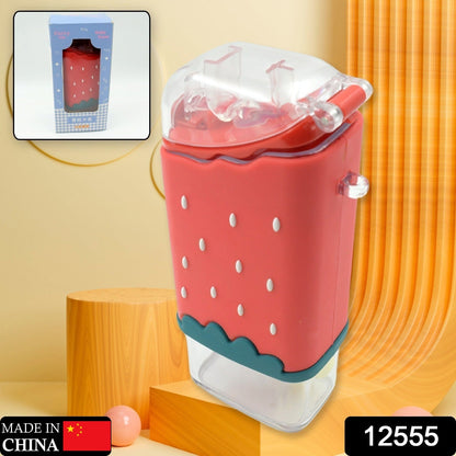 12555 Portable Cute Water Bottle For Kids Unique Ice Cream Shape Water Cup Popsicle Shaped Plastic Kettle With Straw Adjustable Shoulder Strap Bpa Free Leakproof (300 Ml) Wukusy