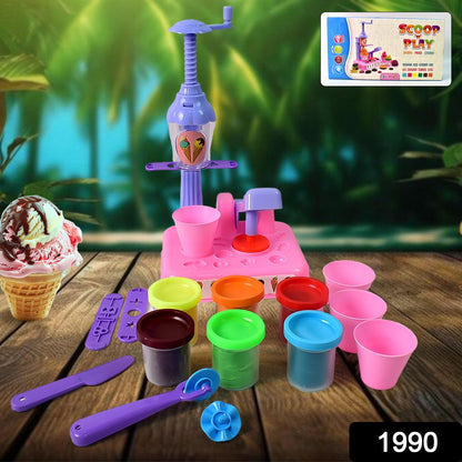 Scoop And Play Set Color Dough For Kids Play Toys Ice Cream Maker Machine (36 Pcs Set) Wukusy