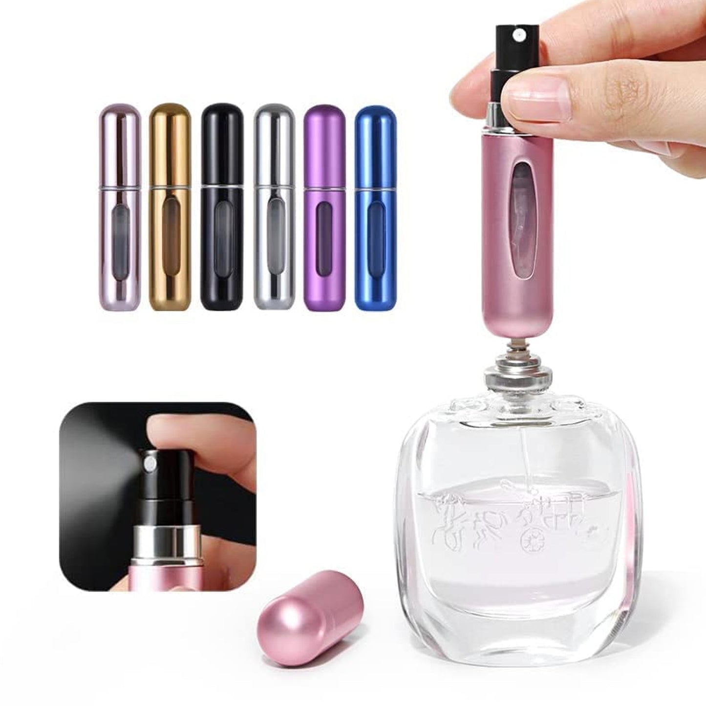 Mini Portable Perfume Empty Spray Bottle (1 Pc  Mix Color) Wukusy