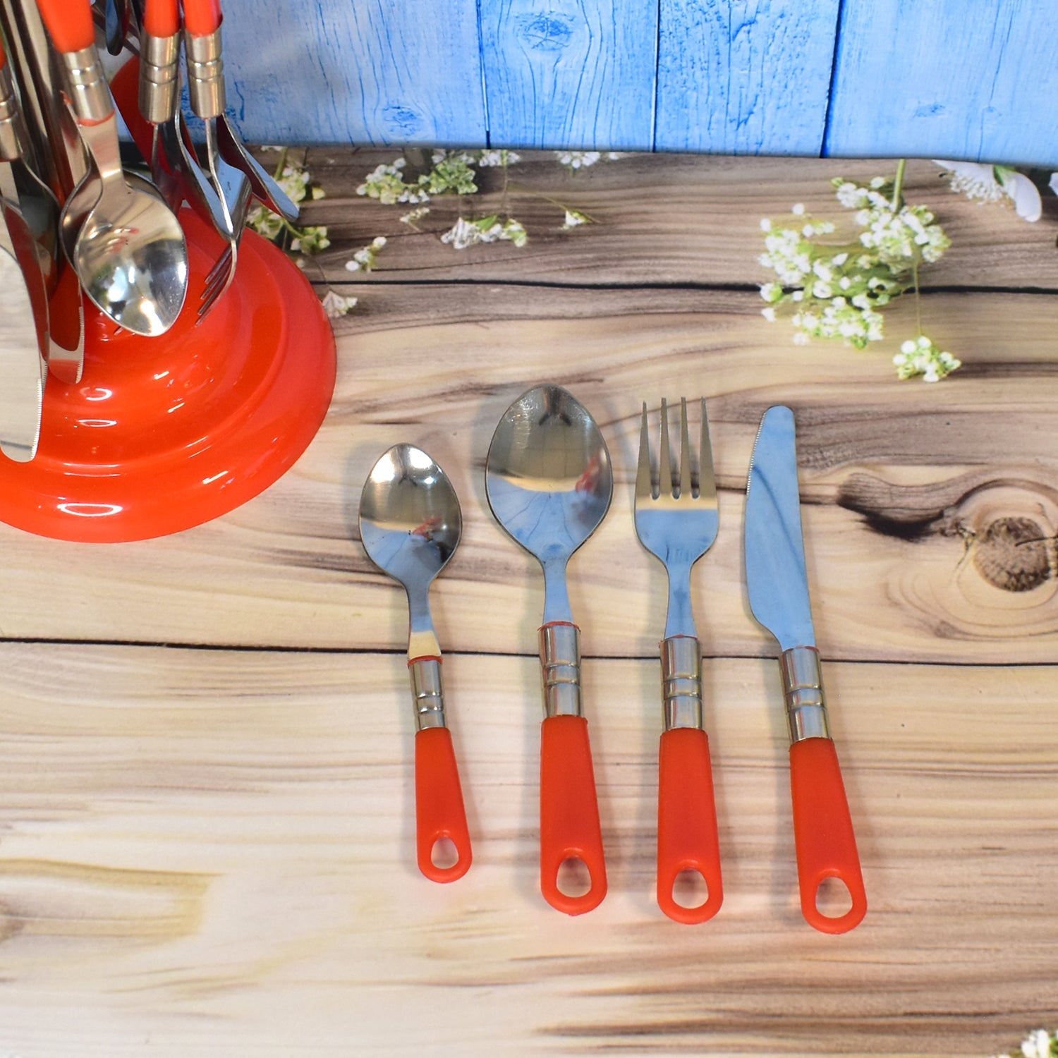 Luxury Cutlery Set For Dining Table Stainless Steel 26-piece Set With Stand (1 Set Wukusy