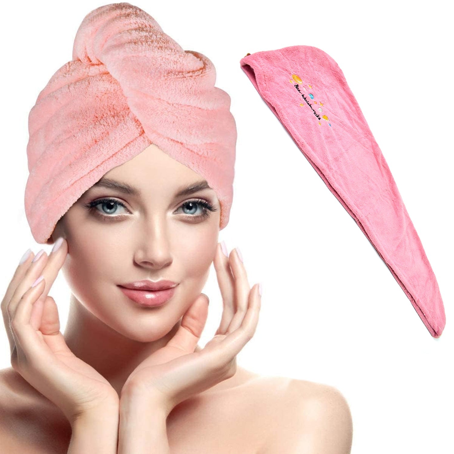 Microfiber Hair Wrap Towel Cap (1 Pc  63x23 Cm   Mix Color) Wukusy