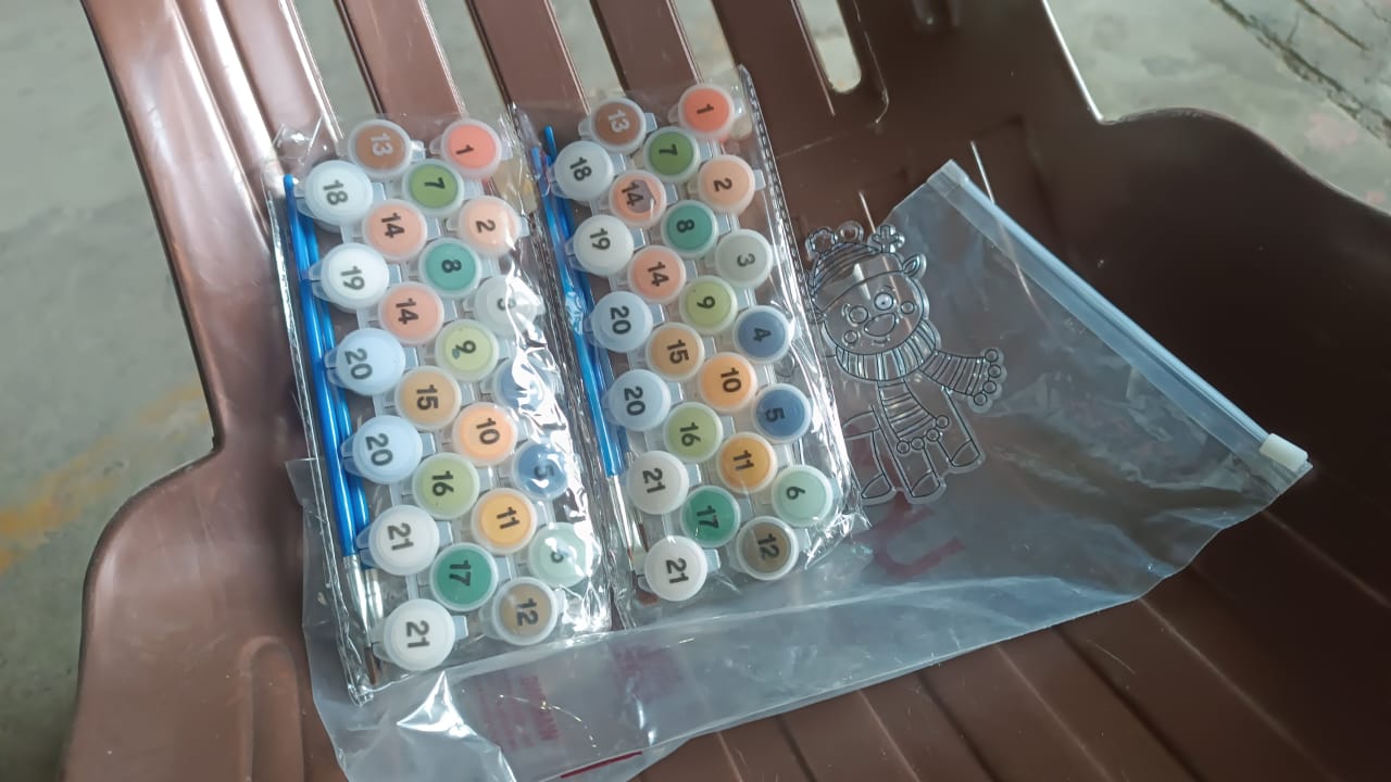 Paint By Number Kits 2 Set 21 Number Color 6 Paint Brushes (2 Set) Wukusy