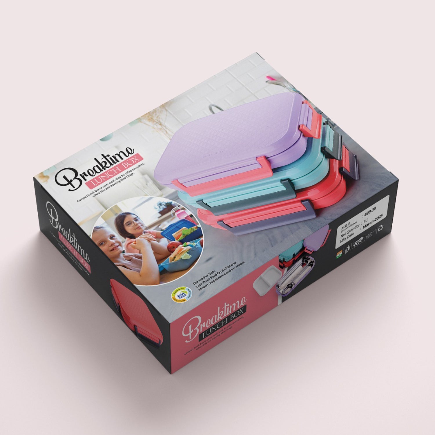 Lunch Box Plastic With Steel Plate Small Lunch Box High Quality Box For Kids School Customized Plastic Lunch Box For Girls  Boy Wukusy