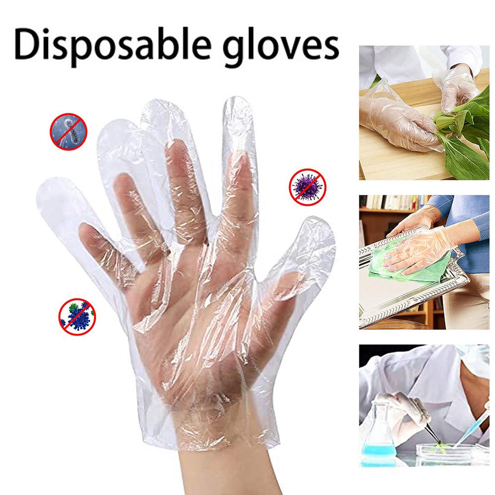0670 Plastic Transparent Disposable Clear Gloves (White) (100pc) Wukusy