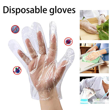 0670 Plastic Transparent Disposable Clear Gloves (White) (100pc) Wukusy