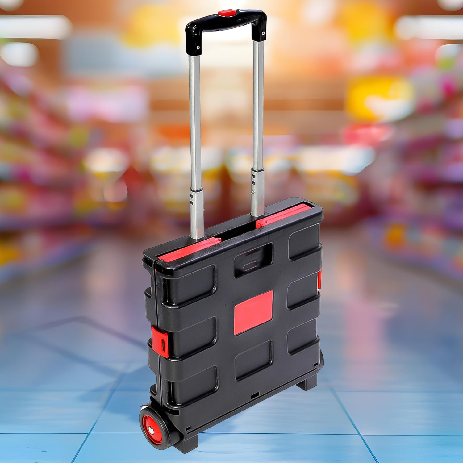 Foldable Shopping Grocery Trolley  Cart Travel Portable Food Basket (1 Pc) Wukusy