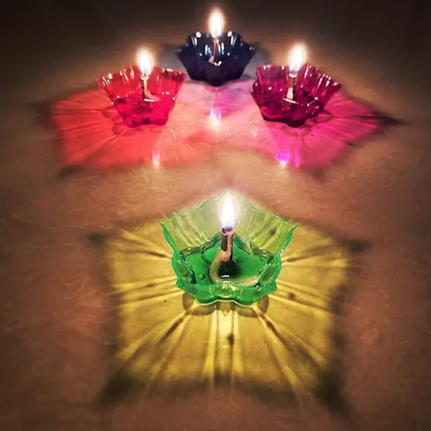 6320 Magical Reflection Diya Set With 6 Attractive Design Cup Set Of 12 Pieces Wukusy