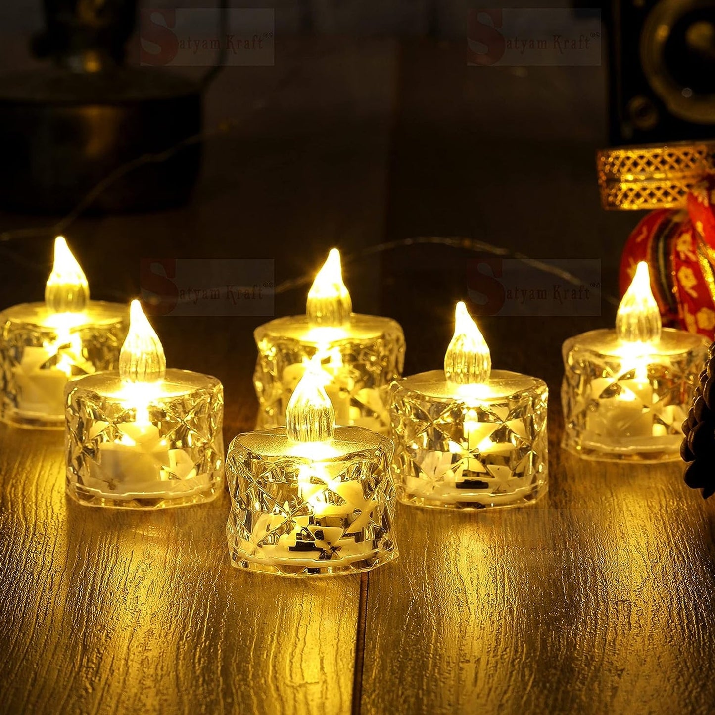 24 Pcs Flameless And Smokeless Decorative Acrylic Candles Transparent Led Tea Light Candle For Gifting House Diwali Christmas Festival Events Decor Candles Wukusy