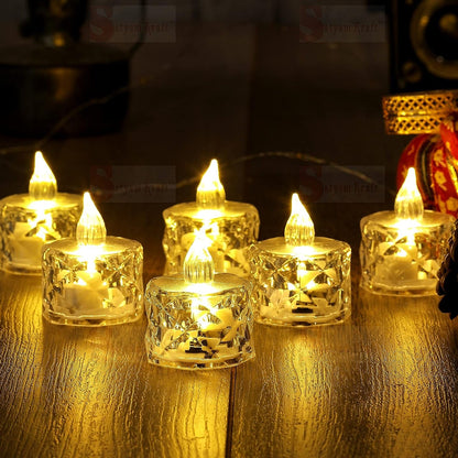24 Pcs Flameless And Smokeless Decorative Acrylic Candles Transparent Led Tea Light Candle For Gifting House Diwali Christmas Festival Events Decor Candles Wukusy