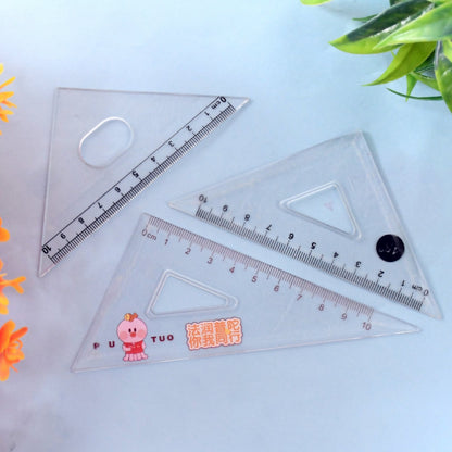 Transparent Plastic Set Square Ruler Kit (3 Pc) Wukusy