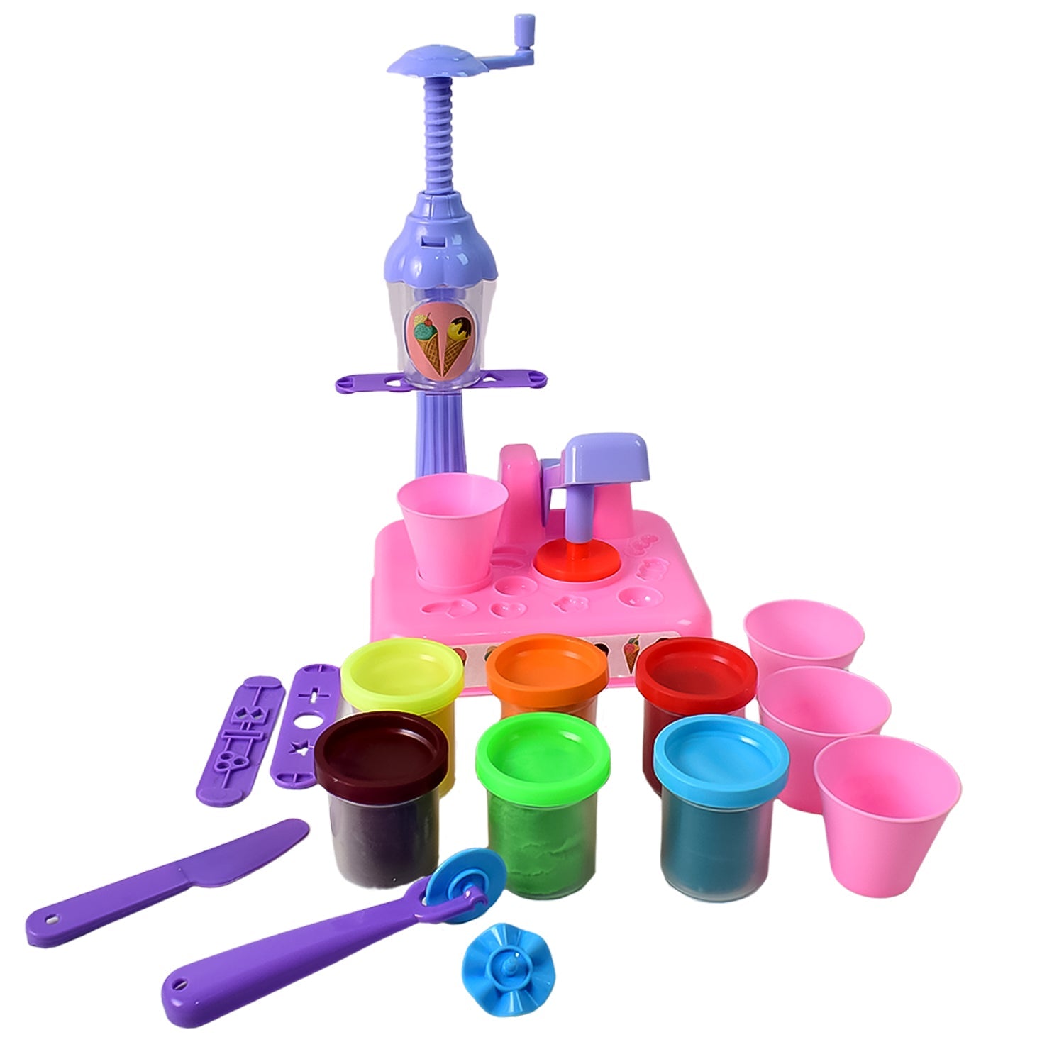 Scoop And Play Set Color Dough For Kids Play Toys Ice Cream Maker Machine (36 Pcs Set) Wukusy