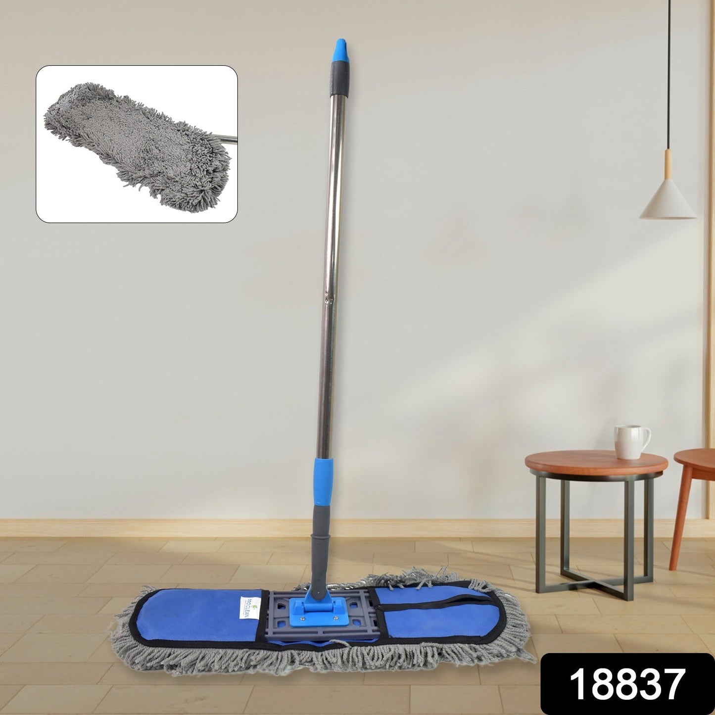 Wet And Dry Cotton Pad Floor Mop With Long Aluminium Handle (1 Pc  Large) Wukusy