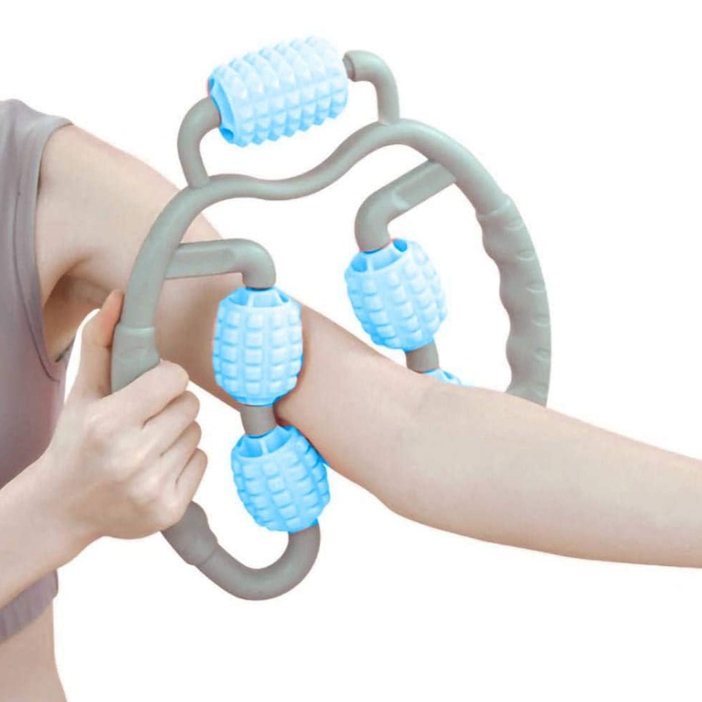 0265 Muscle Massage Roller 5 Wheels Relieve Soreness Leg Muscle Roller Fitness Roller Muscle Relaxer Massage Roller Ring Clip All Round Massaging Uniform Force Elastic Pp Drop Shaped For Home Use (1 Pc) Wukusy