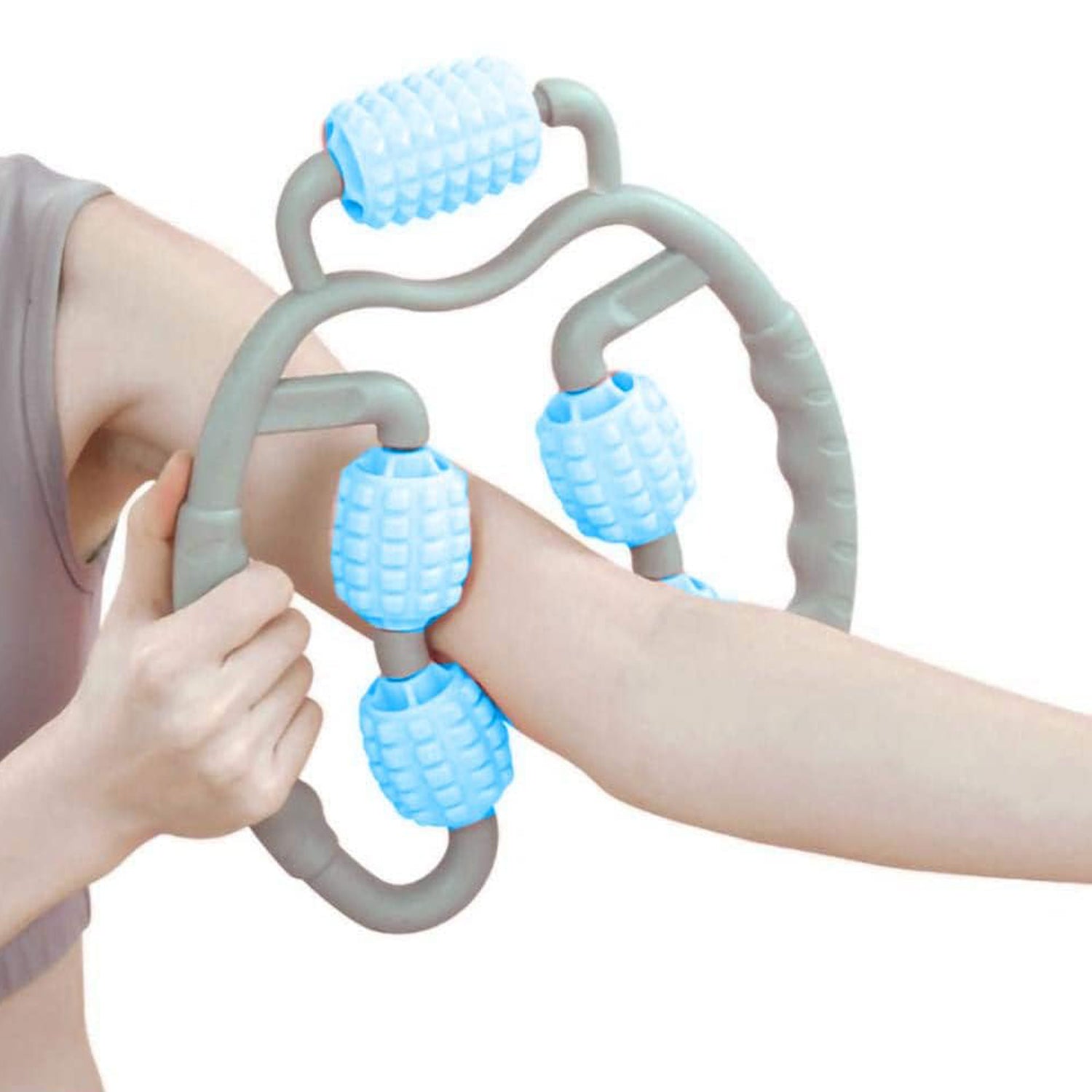 0265 Muscle Massage Roller 5 Wheels Relieve Soreness Leg Muscle Roller Fitness Roller Muscle Relaxer Massage Roller Ring Clip All Round Massaging Uniform Force Elastic Pp Drop Shaped For Home Use (1 Pc) Wukusy