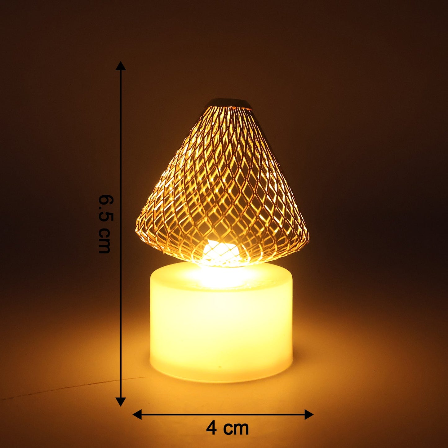 Set Of 12 Decorative Led Flameless Candle Lights With Golden Net Cover Wukusy