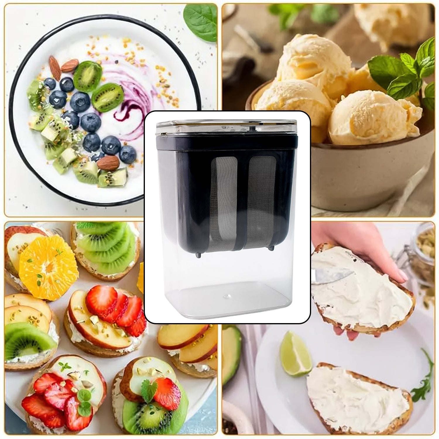 2 In 1 Multifunctional Yogurt Strainer With Storage Container  1100 Ml (1 Set) Wukusy