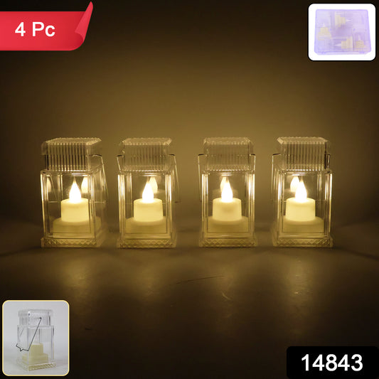 Led Flameless Lantern Style Decorative Candles (4 Pc)