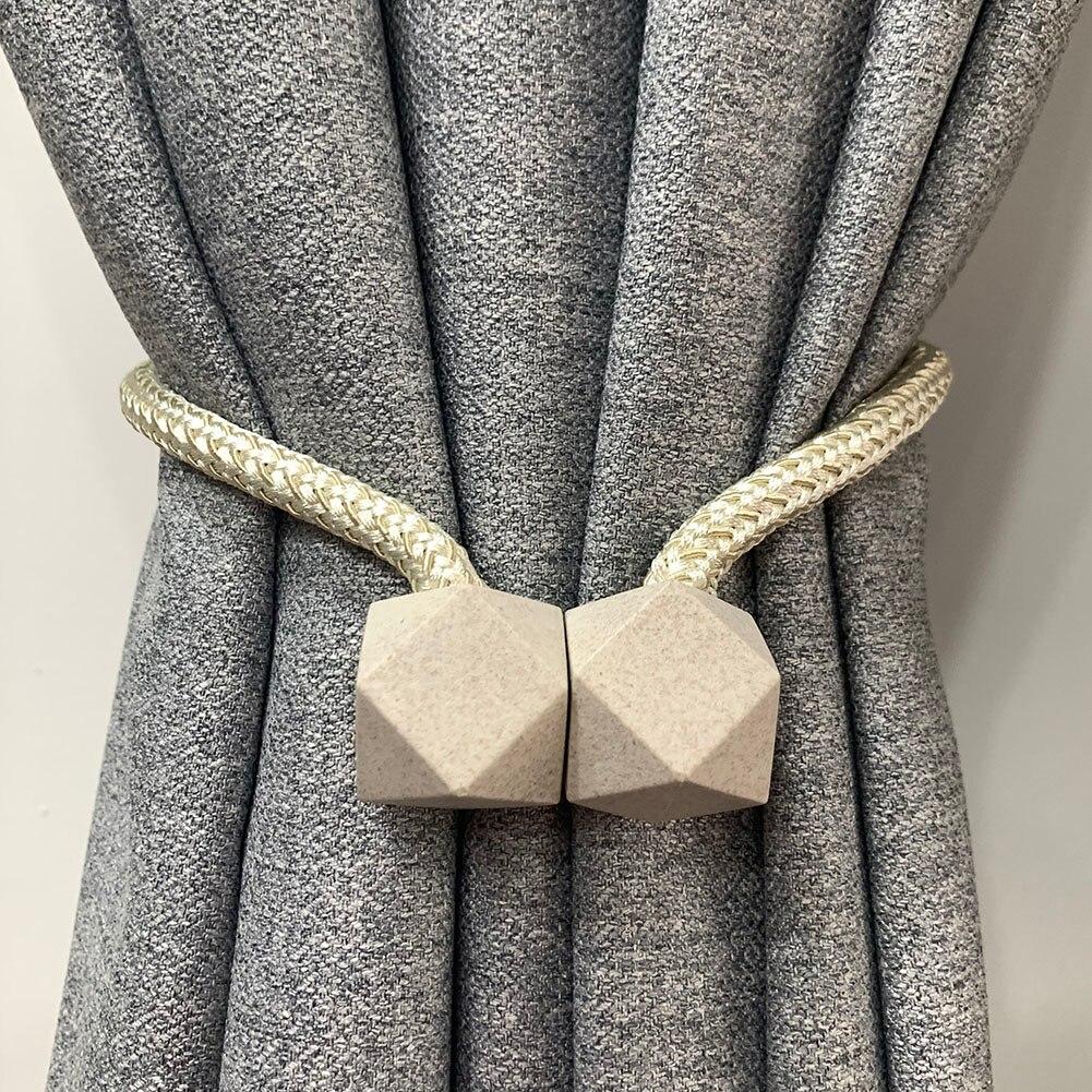 1441 Hexagonal Magnetic Braided Rope Drapery Window Curtains Loop Binding Ties Buckle (2 Pc) Wukusy
