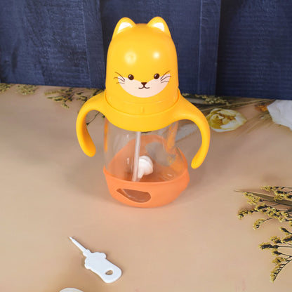 Glass Baby Feeding Bottle With Handles  Straw (300 Ml  1 Pc) Wukusy