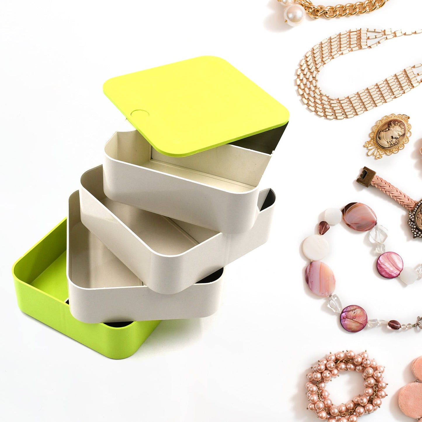 4700 4 Layers Jewelry Box 360 Degree Rotating Jewelry Box Jewelry And Earring Organizer Box Accessory Storage Box Wukusy