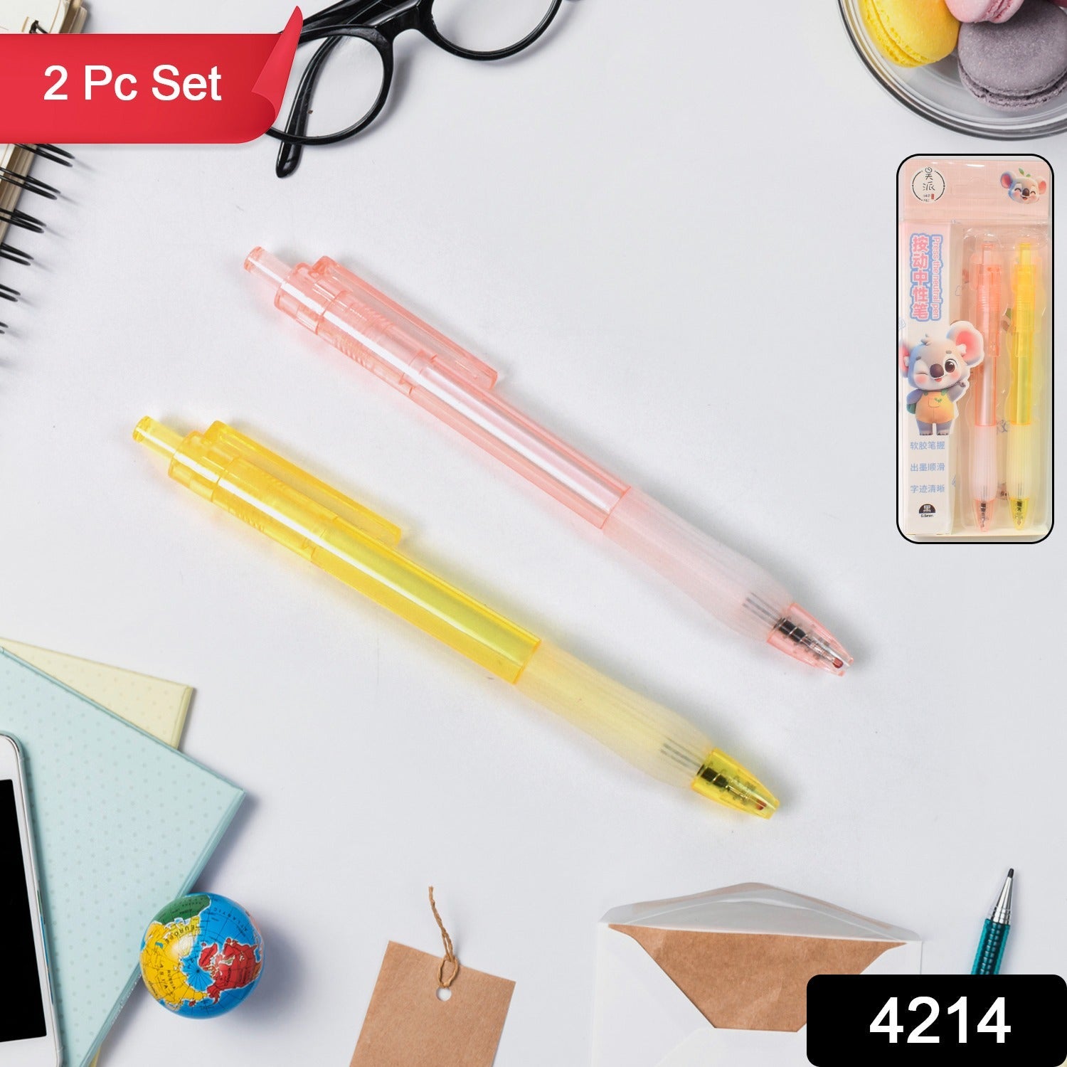 Lightweight Ball Point Pen Smooth Writing Black Ball Pens (2 Pc Set) Wukusy