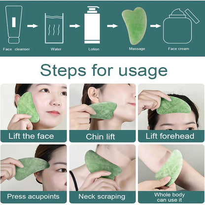 Gua Sha Stone And Anti Aging Jade Roller Massager For Face Massage Natural Face Skincare Massager  Face Roller Massager For Women  Face Shaper Jade Roller And Gua Sha Set For Glowing Skin Wukusy