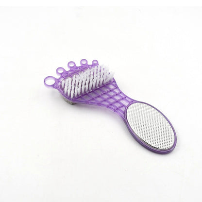 6993  4 In 1 Pedicure Tool For Rough  Dry Feet Dual-sided With Pumice Stone Soft Brush Steel Scrubber  Emery File Softens Hard Foot Corns  Calluses Cleanses  Smoothens Dull Feet Wukusy
