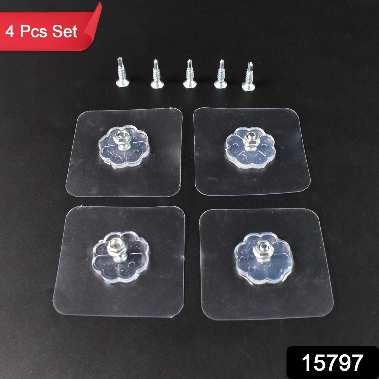 Self Adhesive Hooks Sticker  Screw Nut And Bolt Type (4 Pcs Set) Wukusy