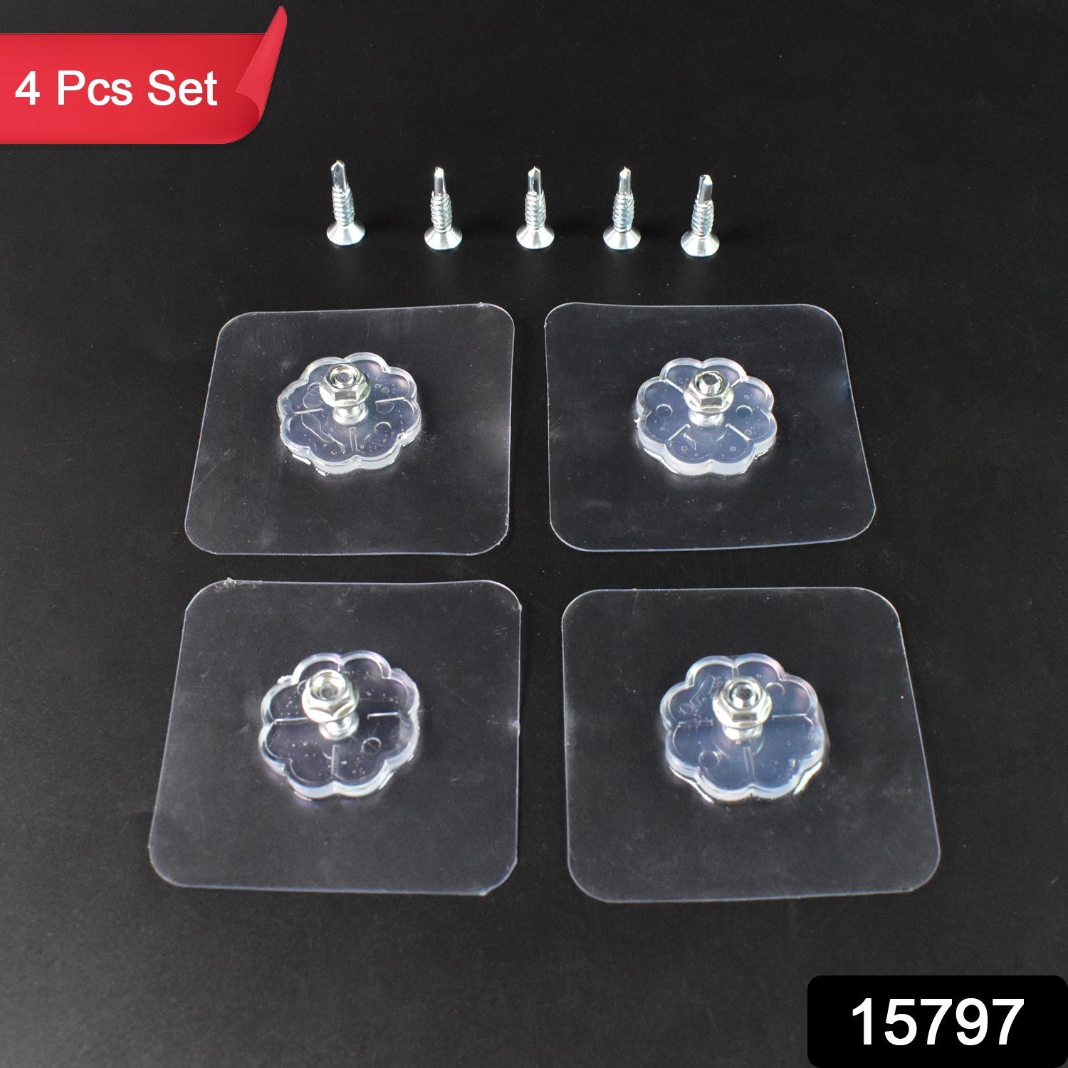 Self Adhesive Hooks Sticker  Screw Nut And Bolt Type (4 Pcs Set) Wukusy