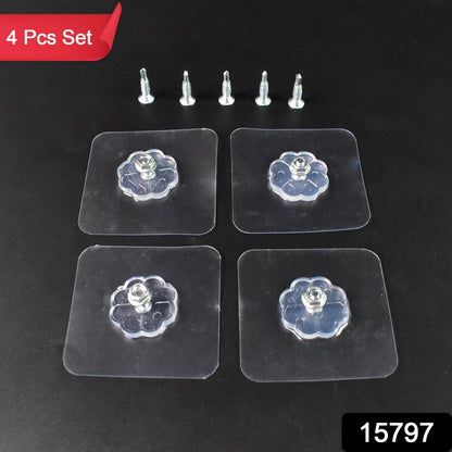 Self Adhesive Hooks Sticker  Screw Nut And Bolt Type (4 Pcs Set) Wukusy