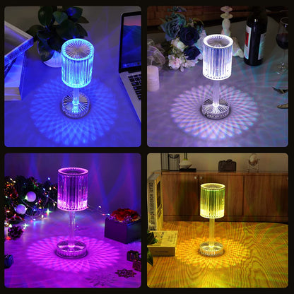 Crystal Table Lamp  Touch Control Atmosphere Nightstand Lamp With Usb Charging Line Wukusy