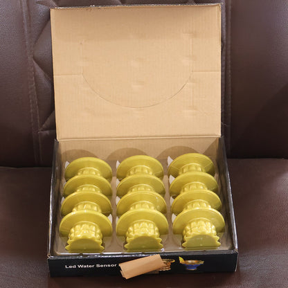 Set Of 12 Water Sensor Led Golden Diyas Wukusy