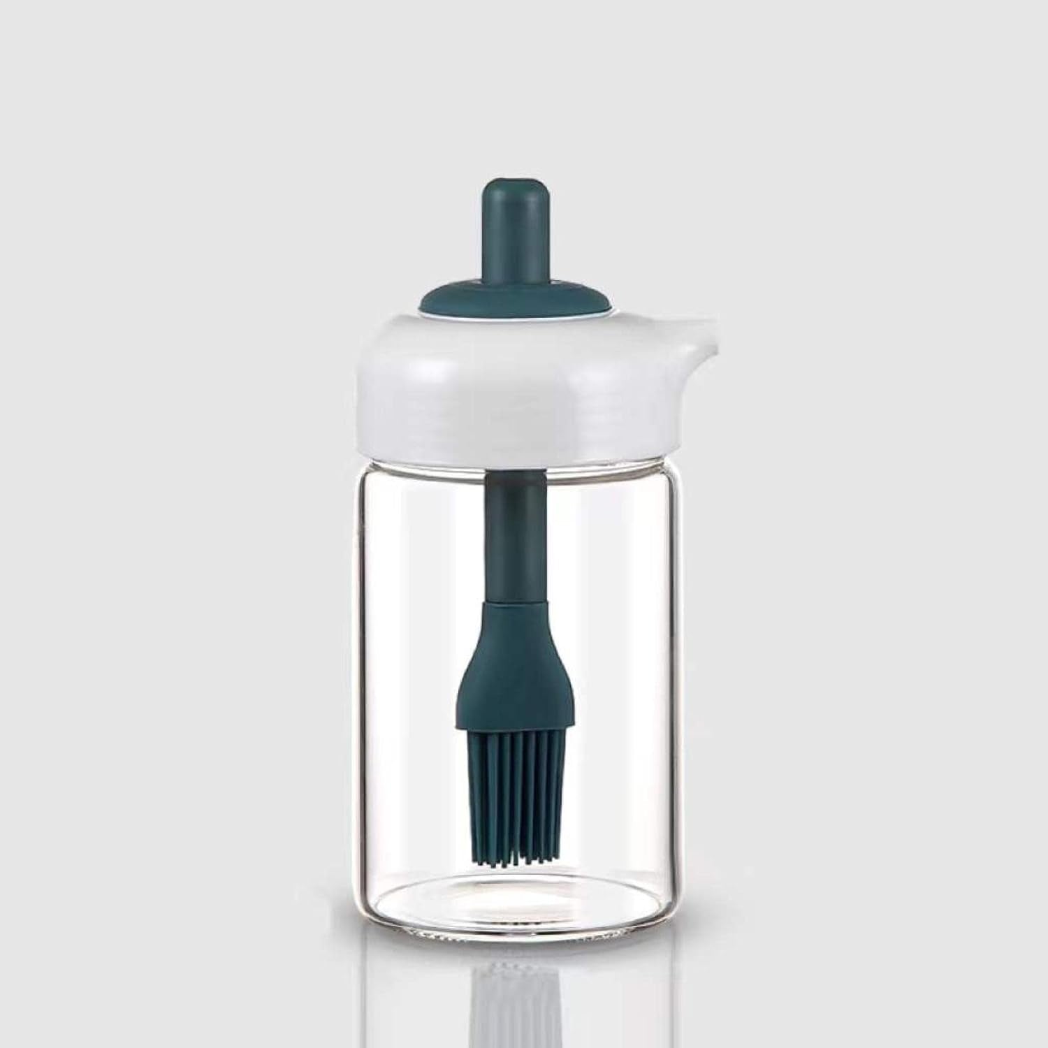 2 In 1 Glass Oil Dispenser Jar  Bottle With Brush (1 Set) Wukusy