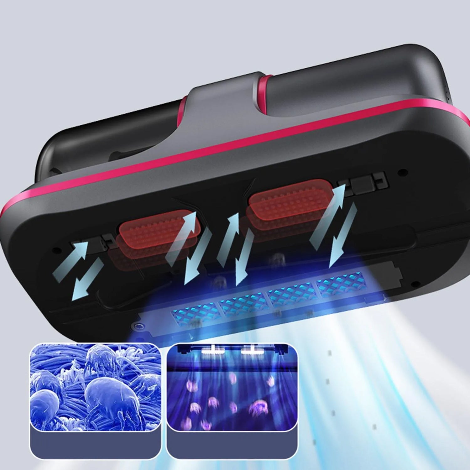 0227 Powerful Suction Portable Handheld Vacuum Cleaner - Low Noise Vacuum Cleaner For Bed - Cordless Vacuum Cleaner For Car Seat Crevices Pillows Mattresses Sofas Wireless Anti Dust And Mite Cleaner Wukusy