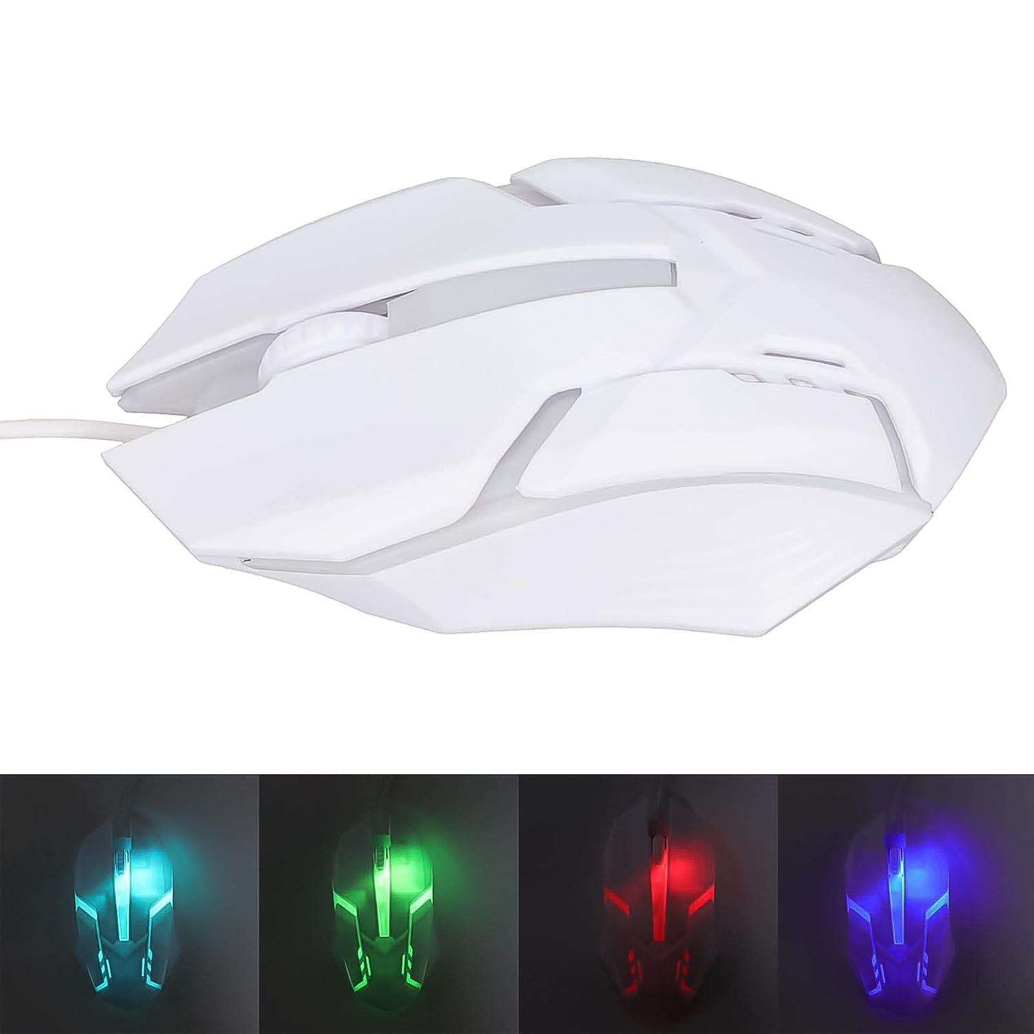 Usb Wired Mouse Gaming Mouse Colorful  Lighting Luminous  (1 Pc  Wihte) Wukusy