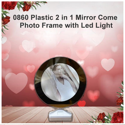 Plastic 2 In 1 Mirror Come Photo Frame With Led Light Wukusy