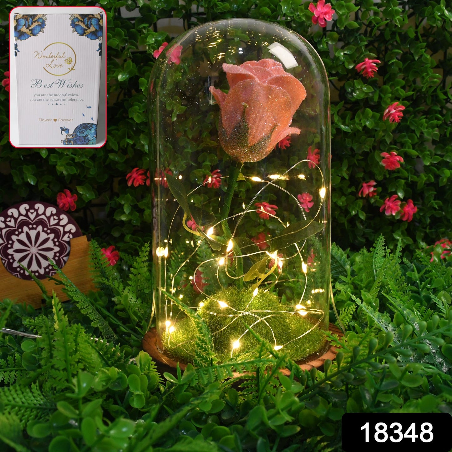 Glass Flower With Led Light Great Gift (1 Set) Wukusy