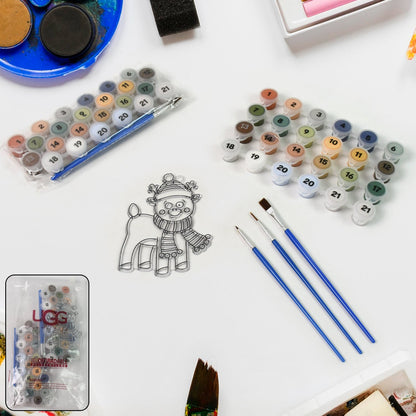 Paint By Number Kits 2 Set 21 Number Color 6 Paint Brushes (2 Set) Wukusy