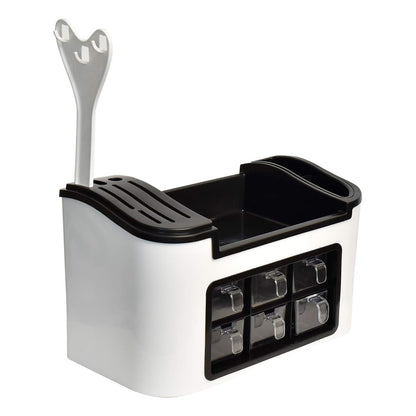 Multifunctional Kitchen Storage Organizer Rack With 6 Spice Containers Knife  Spoon Holder And Top Shelf Wukusy