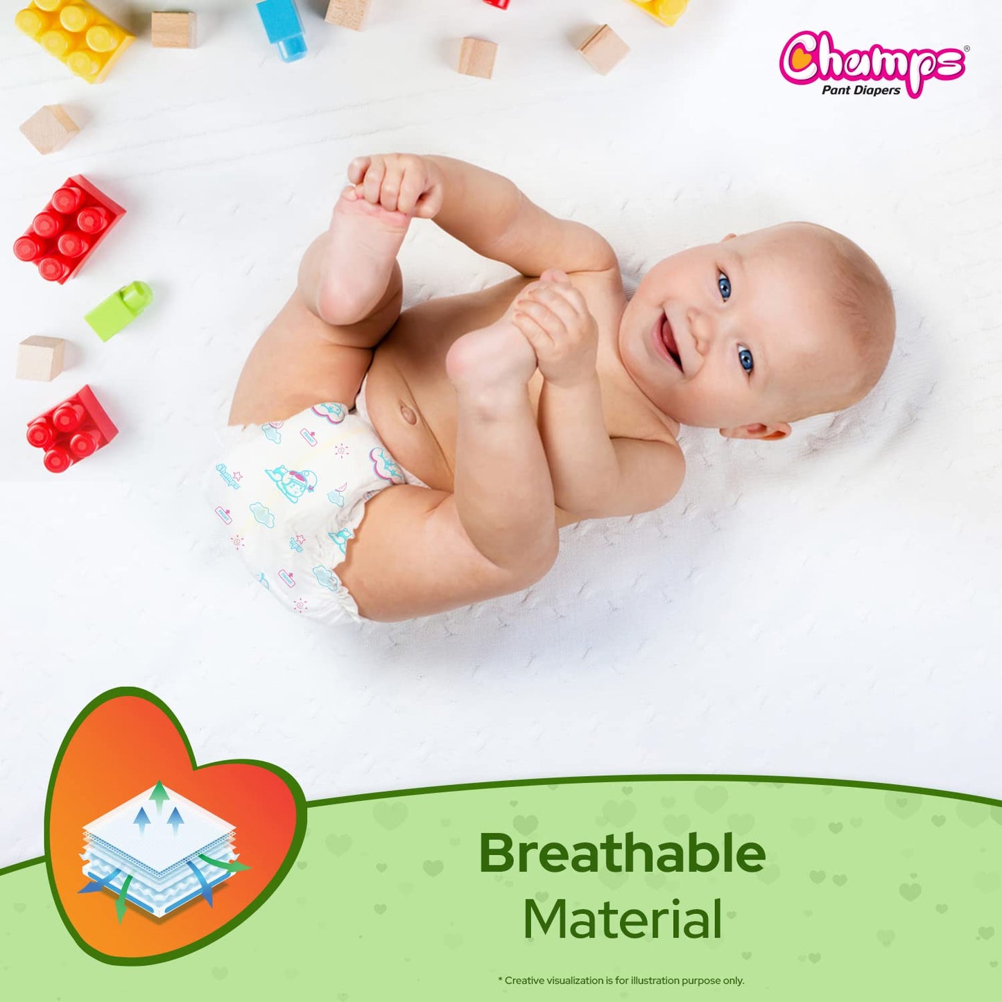 Champs Soft And Dry Baby Diaper Pants  78 Pcs (Small Size  S78) Wukusy