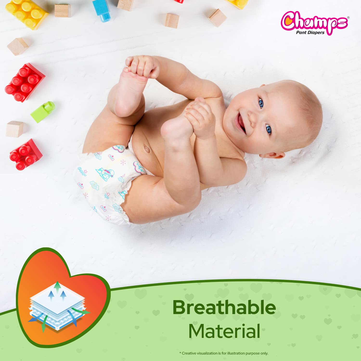 Champs Soft And Dry Baby Diaper Pants  78 Pcs (Small Size  S78) Wukusy