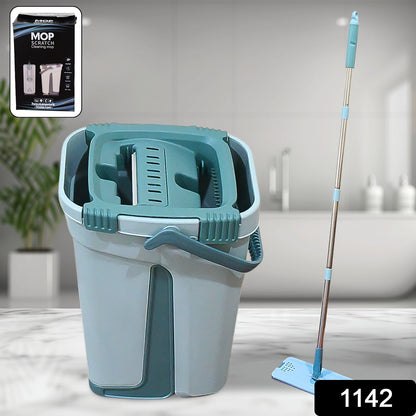 1142 Scratch Cleaning Mop With 2 In 1 Self Clean Wash Dry Hands Free Flat Mop Wukusy